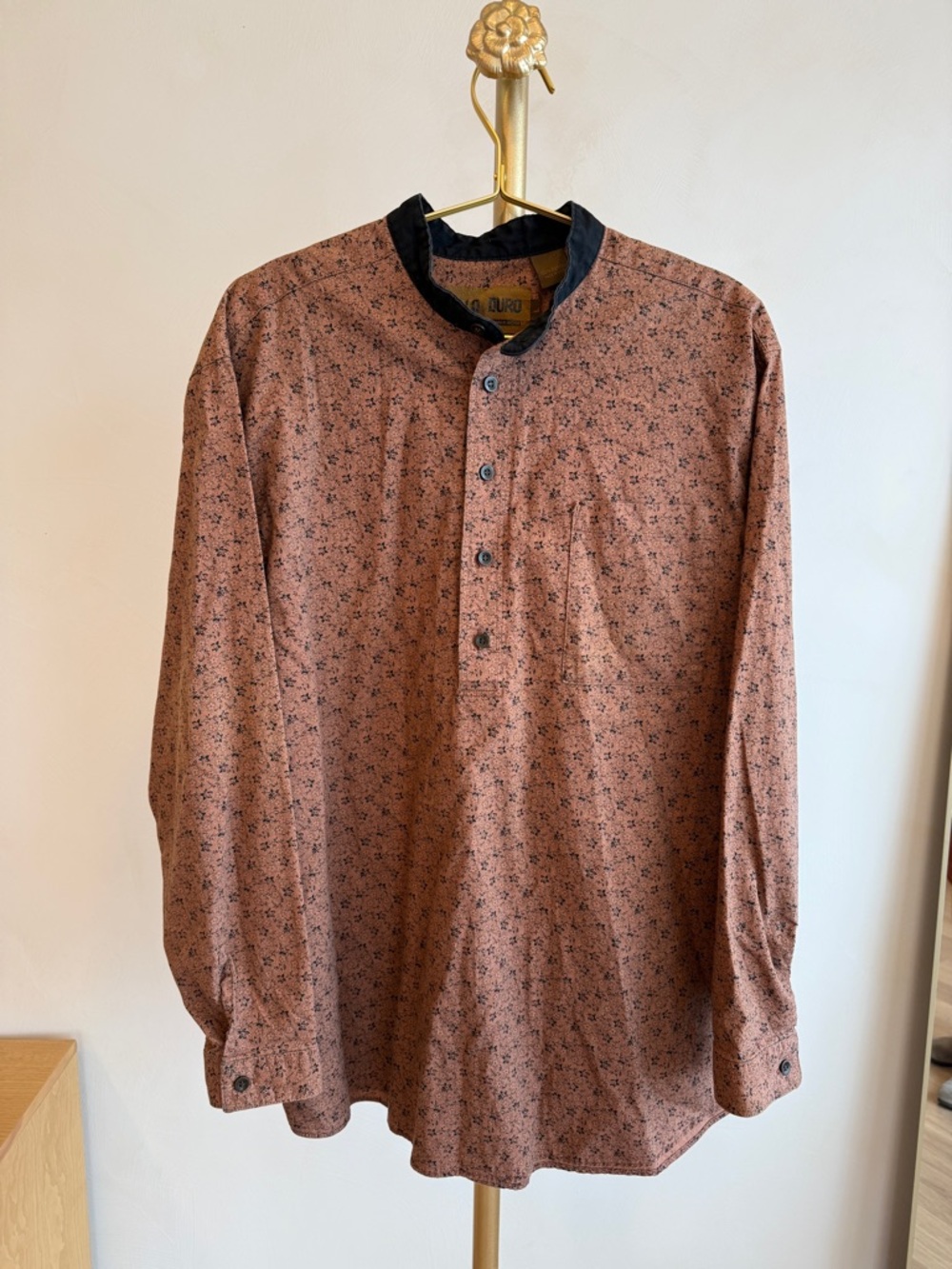 Vintage Palo Duro by Panhandle Slim‎ Rust Floral Band Collar Button-Down Shirt